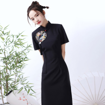 Black cheongsam 2021 new improved national tide young girl Daily embroidery Chinese style dress autumn