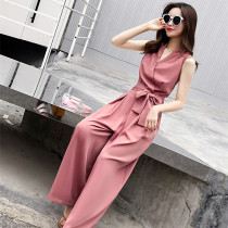 2021 summer new womens jumpsuit wide-leg trousers temperament is thin Western style European goods socialite trend jumpsuit sleeveless