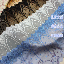 Popular 201047 Lace edge Royal blue Lolita silk mesh embroidery flower skirt dress accessories width 20cm