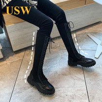 Long cylinder boots woman 2020 new autumn and winter over knee small taller with high cylinder net red explosive white tower heightening rider boots