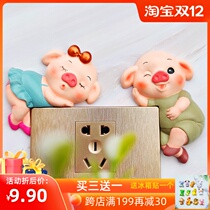 Wall switch decorative stickers wall stickers cute cartoon animals home creative hipster four open switch stickers protective cover