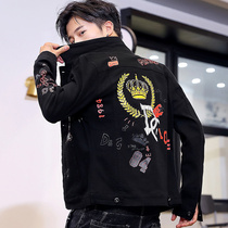 Tooling Denim Jacket Mens Summer Leisure Loose Handsome air pilot jacket Spring and autumn Korean version Trend Sport Bo