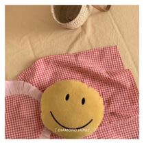 ins Korea Cocoa Loves fleece smiling face pillow embroidery double-sided pillow childrens room home decoration pillow