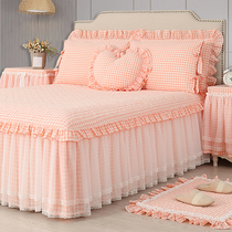 Qiao life lace bed skirt 2021 new bed Wash cotton Princess wind bed cover cotton sheet cover summer