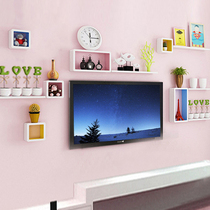 Wall shelf partition living room TV background wall cabinet decoration room bedroom wall Wall Wall shelf creative Plaid