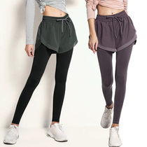 Sports Fitness Pants Women Fake two elastic tight and quick dry running training Long pants Slim Yoga Pants Spring Summer Outwear