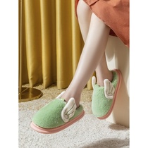 Cartoon cotton slippers female couples home thick bottom non-slip cute plus velvet warm moon slippers home autumn and winter