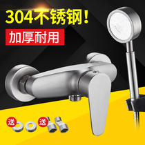 304 stainless steel cold shower faucet bathroom water heater hybrid valve triple faucet bathing flower sleeve