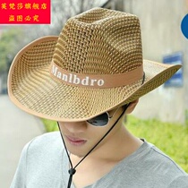  Fufansha breathable visor Seaside hat Large hat Big brim summer mens straw hat big head circumference