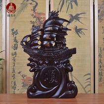 Zen House ebony wood carving smooth sailing boat ornaments mahogany carving crafts home accessories opening gifts