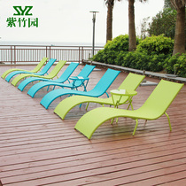 Outdoor Pool Beach Seaside Beach Deck Chair Casual Lounder Bed Iron Frame Waterproof Rust-proof Folding Pool Deck Chair