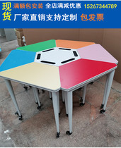 Desks and chairs primary and secondary school students training table tutorial class learning school writing table art table trapezoidal table reading room table