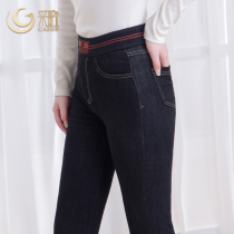 Winter jeans Women plus suede thickened 2021 new black tightness waist outside wearing extra-thick high waist lamb cashmere cotton pants