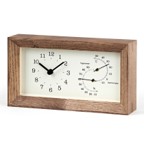 Lemnos Japan imported FRAME desk clock household temperature and humidity meter wooden Japanese-style simple high-end clock