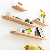 Punch-free solid wood wall shelf Wall Wall Wall shelf living room decorative shelf hanging wall partition