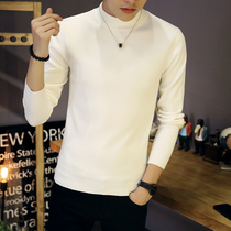 Winter semi-high collar sweater male Korean version trendy mens knitwear garnter thickened pure color handsome and swarm of the bottom