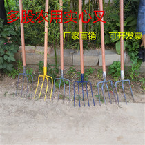 Agricultural steel fork three strands four large iron fork solid grass fork fallen leaf garden tools pick grass garbage fork