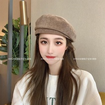 Size head circumference can wear corduroy beret female Korean fashion Joker painter hat retro octagonal hat autumn and winter