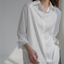 White casual shirt female spring and autumn long sleeve blouse blouses bottom lining clothes foreign air snow spinning loose and loose design feeling lazy