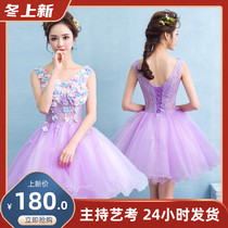 Evening dress 2019 new summer color gauze puffy dress short bridesmaid dress graduation dress host dress female