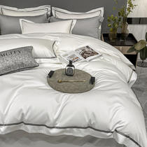 2022 New four - piece four - star hotel light luxury simple four - piece white silk soft suite