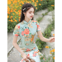 Cheongsam 2021 new female summer young flowers retro long Chinese style improved daily dress