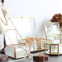 Golden Loh Cocoa Glass Transparent Phnom Penh Mirror Cosmetic Jewelry Containing Box Jewellery Necklace Swing Pat Props