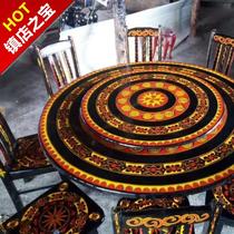 New product Sichuan Liangshan Yi lacquerware dining table set f custom red yellow and black ethnic characteristic style tableware 1 table 8