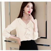 Chiffon shirt women's long sleeve 2020 spring new Korean temperament shirt super fairy shirt foreign style ruffled coat