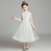  Flower girl dress Girl wedding dress Little host piano performance suit Childrens evening dress Princess dress puffy yarn autumn