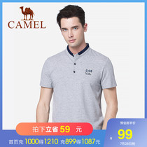 Camel mens 2019 summer new youth short-sleeved t-shirt men contrast color lapel base shirt business Polo shirt