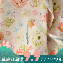 Fabric cotton digital cotton printed handmade DIY material cotton fabric doll clothing curtain watercolor flowers and birds