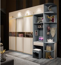Light luxury economical sliding door large wardrobe simple modern master bedroom assembly sliding door corner three door wardrobe can be customized
