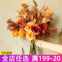 Autumn Yata Garden Au Style Simulation Flowers Living Room Home Shop Windows Decoration Silk Flowers Furnishing Plastic Flowers Swing Pieces Fake Flowers Bouquet
