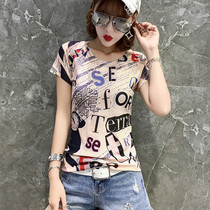 Chao Brand Super Fire cec Printed Short Sleeve T-Shirt Women's 2022 Spring New Han Fan Slim Slim Crewneck ins Jacket