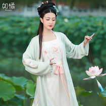 Hanfu female Chinese style original Song three-piece suit Song pants long Baizi cabbage full set of ancient clothes Daily fairy autumn clothes