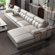 Leather sofa first floor cowhide living room modern simple size apartment corner combination set furniture leather sofa