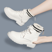 White Martin boots female tide ins cool spring autumn flat short boots 2021 New Wild net red slim single boots