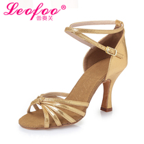 Latin Dance Shoes Women Adults Softbottom Medium-high Heel PU Gold Film Square Dance Shoes Dance Shoes Ballroom Dancing Shoes CL28