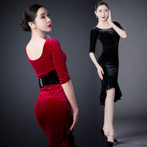 Shape clothing catwalk practice new velvet elegant celebrity etiquette sexy slim dress host fashion 0008
