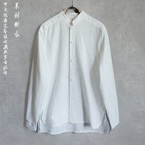 Chinese original cotton and linen shirt Spring new mens linen large size casual shirt Republic of China trend Tang shirt