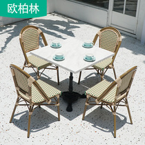 Outdoor leisure table and chairs Courtyard Rattan table and chairs Home Balcony minimalist table and chairs Milk Tea Shop Outdoor Pendulum Table and chairs