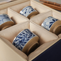 Chengyi silverware sterling silver tea cup blue and white hand painted porcelain bag silver cup hand painted porcelain silver cup set Kung Fu Tea Bowl