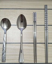 Stainless steel chopsticks 100 pairs of chopsticks stainless steel spoon spoon spoon 304 bowls chopsticks spoon kindergarten school canteen special