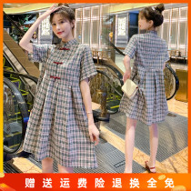 Pregnant woman Summer new blouses 2021 small Fashion Retro China Wind Qipao Style Pan Button Grit Dress Dress