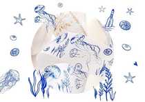 Jellyfish Tape Gorgeous Blue Bronzing Gold And Paper Tape Diving Log Handbill Sticker Marine Life Tape