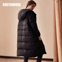 Luo Yi original white duck down hooded down jacket womens autumn and winter new black thickened mid-length jacket 4980