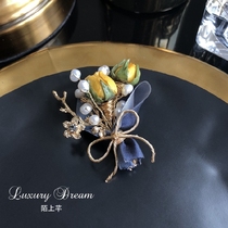 Unshangqian original design brooch brooch pin Korean luxury atmosphere eternal flower rose pin