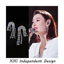 Irregular earrings Korean fashion exaggerated personality tassel earrings Net Red new product 925 silver needle full diamond earrings female