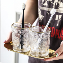 Nordic Relief Glass Mouthwash Cup Suit Wash Cup INS Couple Cup Tooth Cylinder Cups Light Lavish Creative Toothbrushing Cup